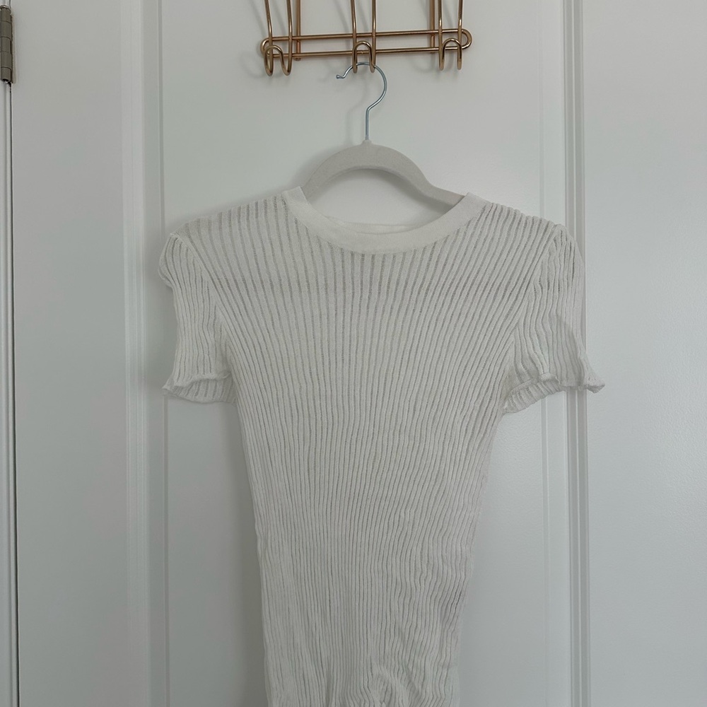 Zara White Textured Knit Top